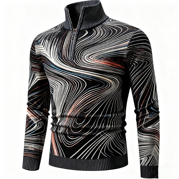 Men's Turtleneck Pullover Sweater - Half-Zip Long Sleeve Knit