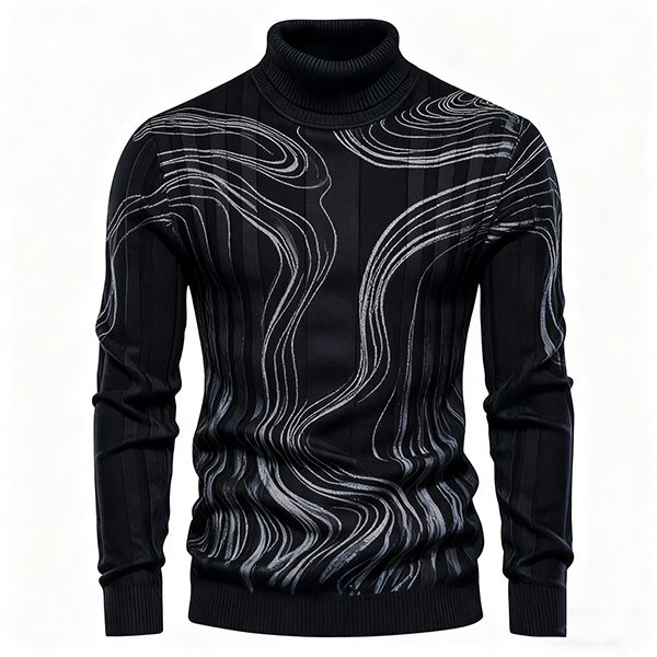Fashion Turtleneck Men's Sweater - Fall Winter Long Sleeve Knit Pullover