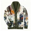 Fashion Printed Men's Cardigan - New V-Neck Knit Sweater
