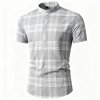 Men's Button-Down Stand Collar Shirt - Short Sleeve Casual Fashion Pullover