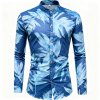 Men's Linen-Cotton Slim-Fit Shirt - Stand Collar Half-Open Casual
