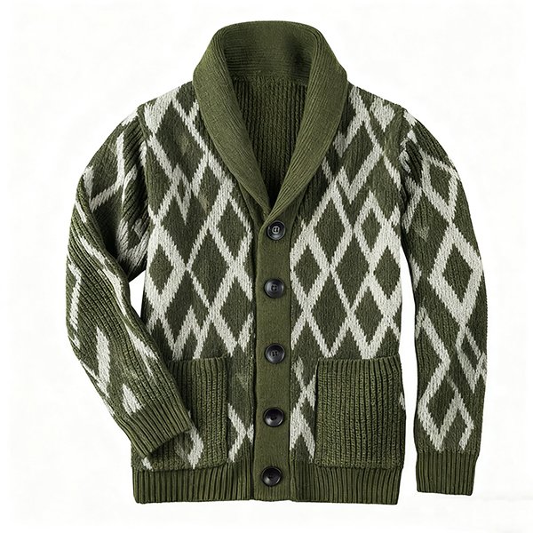 Men's New V-Neck Cardigan - Fashion Printed Knit?